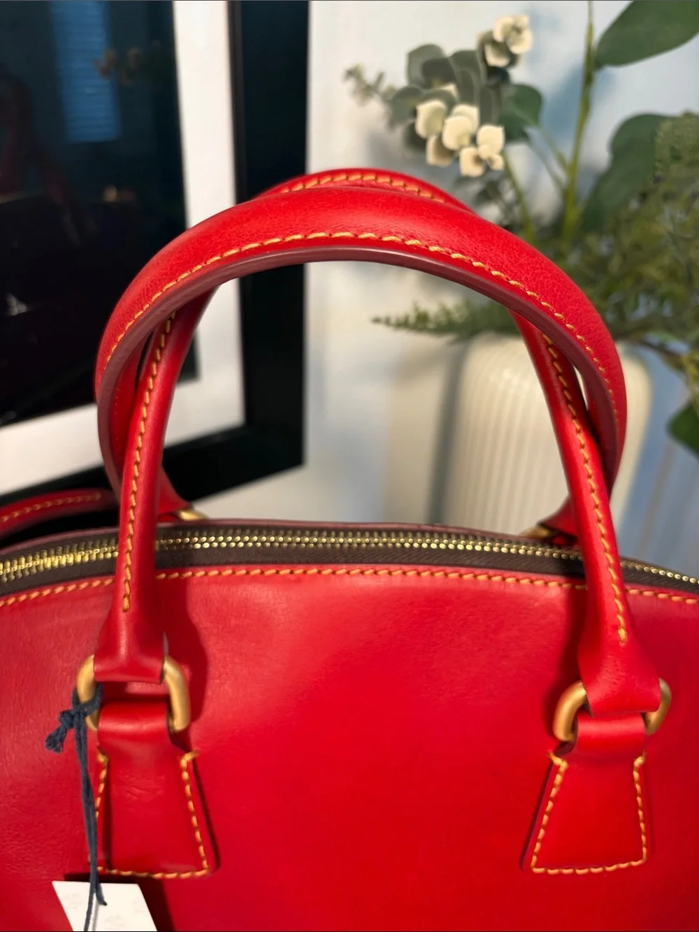 NWT Vintage Dooney & Bourke Florentine Leather Dome Satchel In Red/Bordeaux
